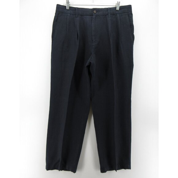 VINTAGE Brooks Brothers Pants 36X30 Sport Linen Trousers Pleated Preppy - Picture 1 of 8